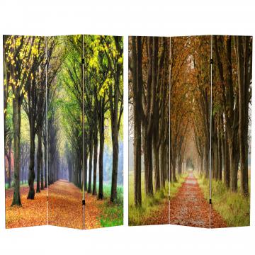 6 ft. Tall Double Sided Autumn Footpath Canvas Room Divider