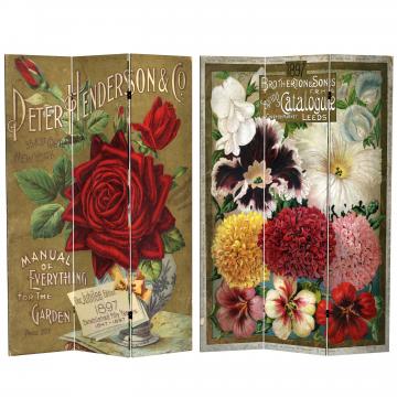 6 ft. Tall Double Sided Flower Seeds Canvas Room Divider - Roses