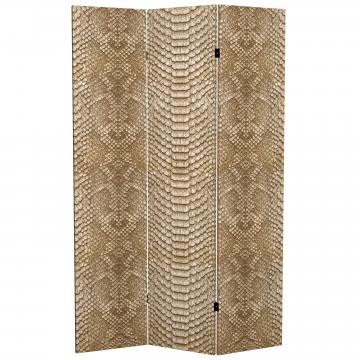 6 ft. Tall Double Sided Tan Snake Print Canvas Room Divider