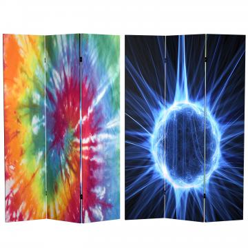 6 ft. Tall Double Sided Tie Dye Canvas Room Divider