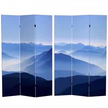 6 ft. Tall Double Sided Misty Mountain Canvas Room Divider