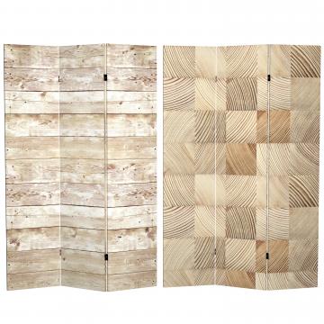 6 ft. Tall Double Sided Pale Wood Pattern Canvas Room Divider