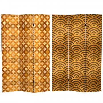 6 ft. Tall Double Sided Japanese Wood Pattern Canvas Room Divider