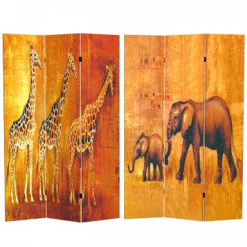 6 ft. Tall Giraffe & Elephant Double Sided Room Divider