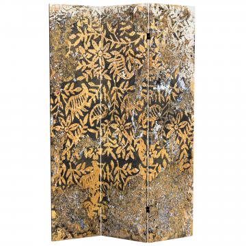 6 ft. Tall Flowering Gold Canvas Room Divider