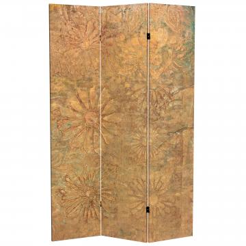 6 ft. Tall Gilded Flowers Canvas Room Divider