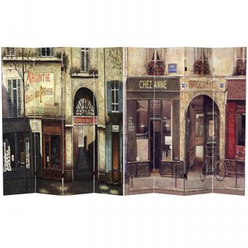 6 ft. Tall Double Sided French Cafe Canvas Room Divider