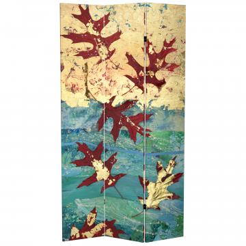 7 ft. Tall Double Sided Autumn Leaves Canvas Room Divider