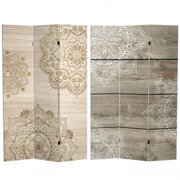 6 ft. Tall Double Sided Mandala on Oak Canvas Room Divider