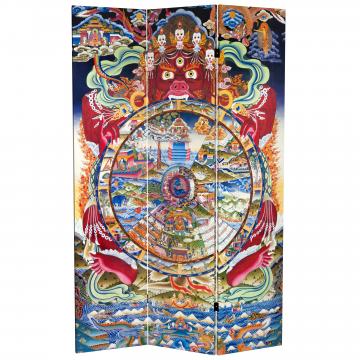 6 ft. Tall The Wheel of Life Double Sided Canvas Room Divider