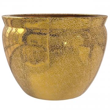 12" Gold Crackle Fishbowl Planter