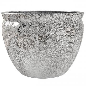 12" Silver Crackle Fishbowl Planter