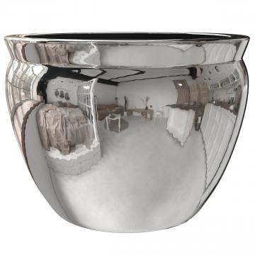 12" Pure Silver Porcelain Fishbowl Planter