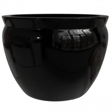 14" Solid Black Porcelain Fishbowl Planter