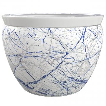14" Abstract Blue & Silver Fishbowl Planter