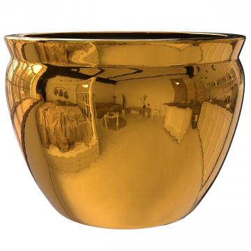 16" Solid Gold Porcelain Fishbowl Planter
