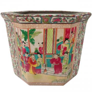 10" Rose Medallion Porcelain Flower Pot