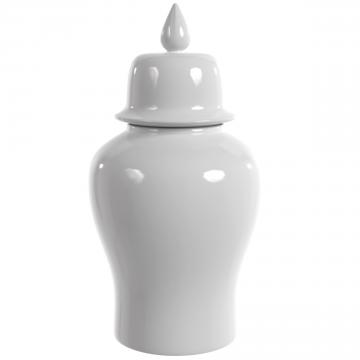 18" White Porcelain Temple Jar