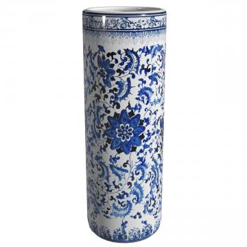 24" Floral Blue & White Porcelain Umbrella Stand