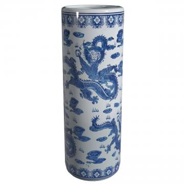 24" Dragon Blue & White Porcelain Umbrella Stand