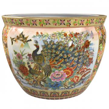 Large 22" Satsuma Porcelain Fishbowl Planter