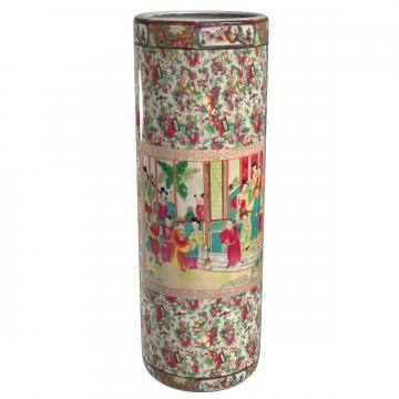 24" Rose Medallion Porcelain Umbrella Stand