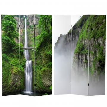 6 ft. Tall Double Sided Mountaintop Waterfall Canvas Room Divider