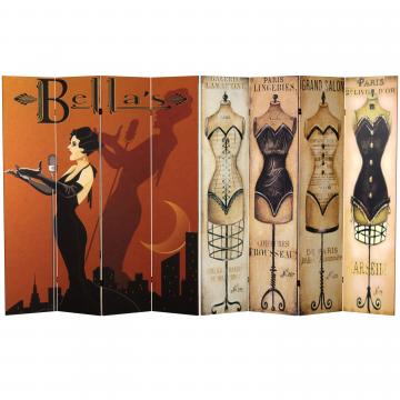 6 ft. Tall Double Sided Mannequin and Singer Canvas Room Divider 4 Panel