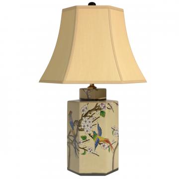 22" Birds and Flowers Porcelain Jar Lamp