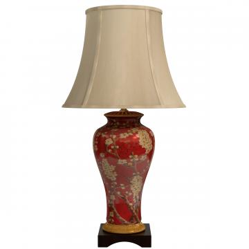 30" Glazed Sakura Blossom Vase Lamp