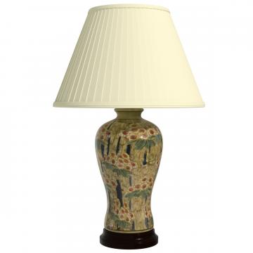 25" Glazed Bamboo Blossom Vase Lamp
