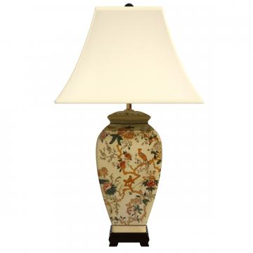 25" Autumn Birds and Flowers Vase Lamp