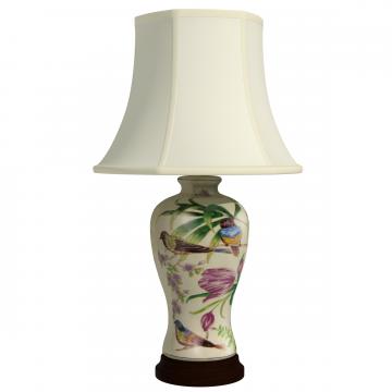 29" Floral White Porcelain Lamp