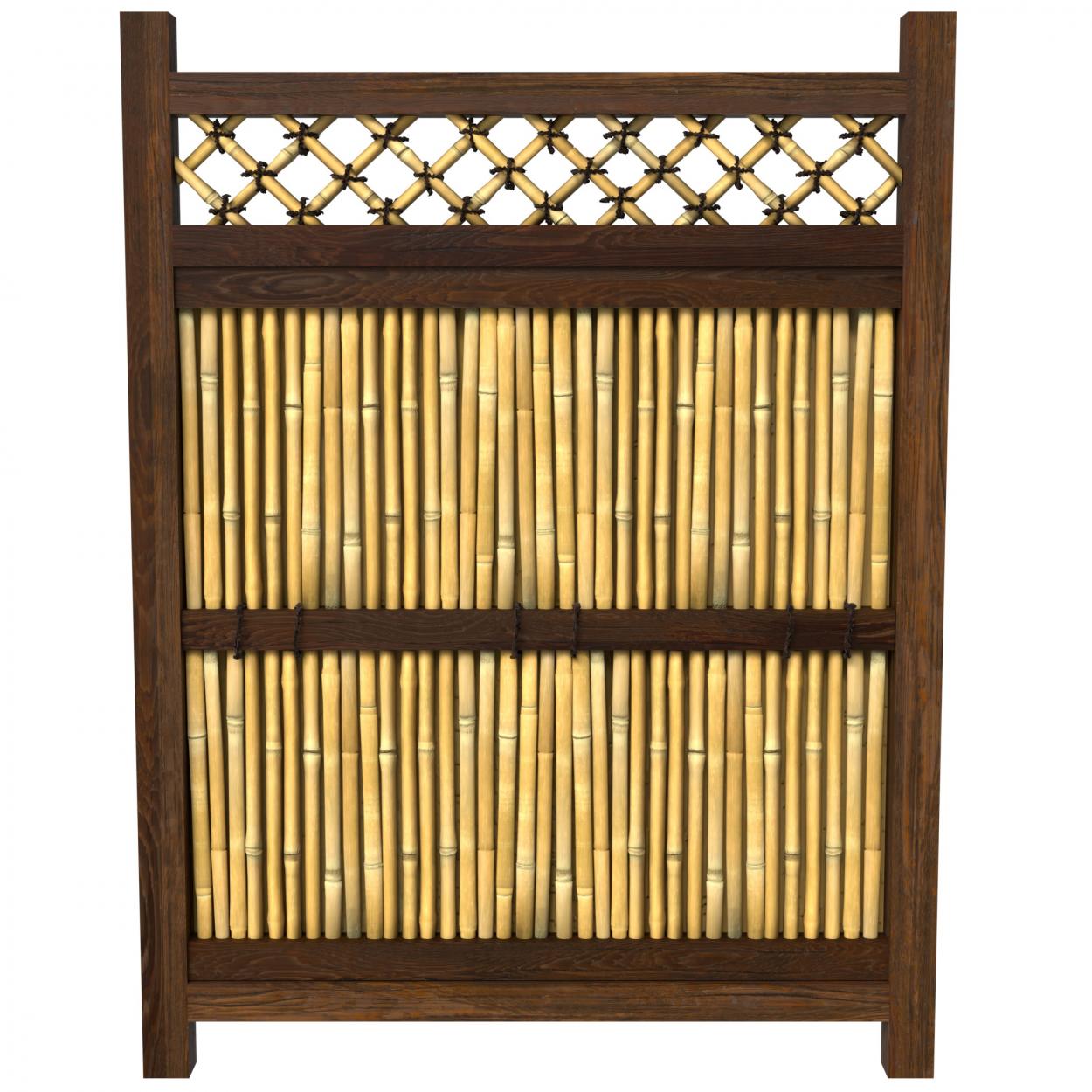 Red Lantern 4-ft x 3-ft Oriental Furniture Bamboo Fence Panel with Criss-Cross Lattice