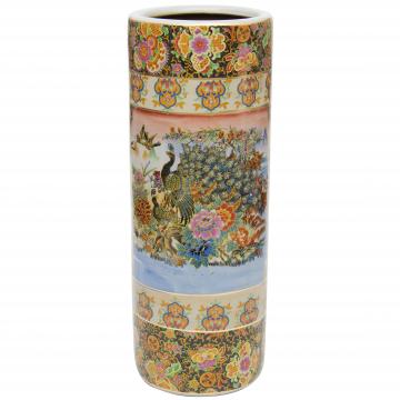 24" Satsuma Peacock Porcelain Umbrella Stand