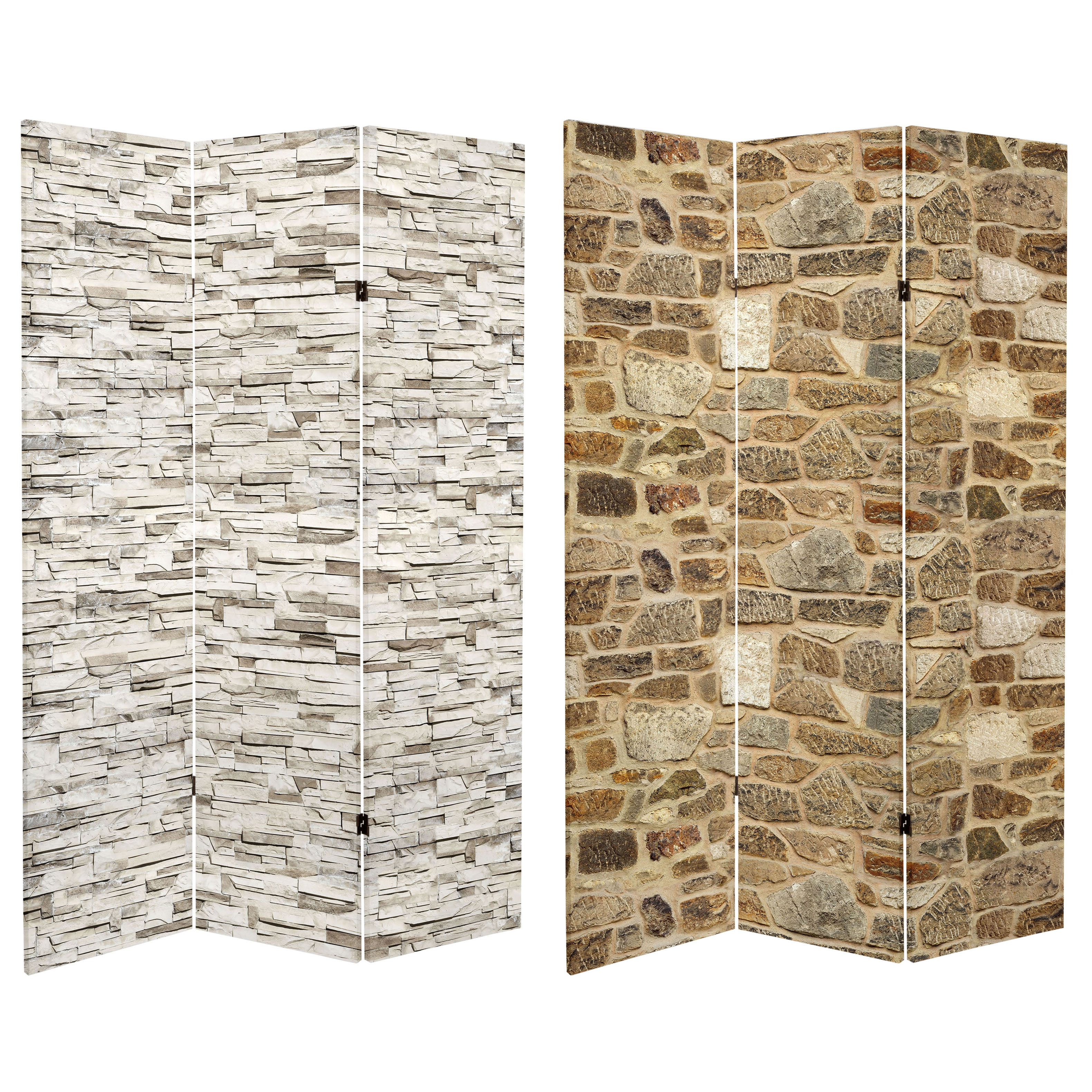 Buy 6 ft. Tall Double Sided Stone Wall Canvas Room Divider ...