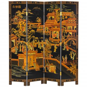 6 ft. Tall Black Lacquer Room Divider - Courtyard
