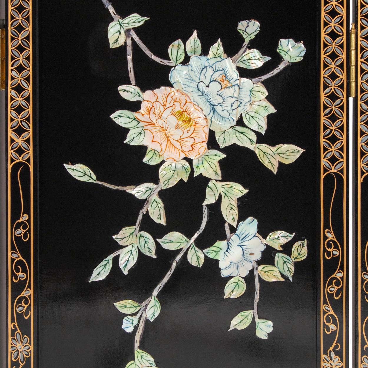 Buy 6 ft. Tall Black Lacquer Room Divider - Birds and Flowers Online  (L3-MF-P3107B) | Satisfaction Guaranteed