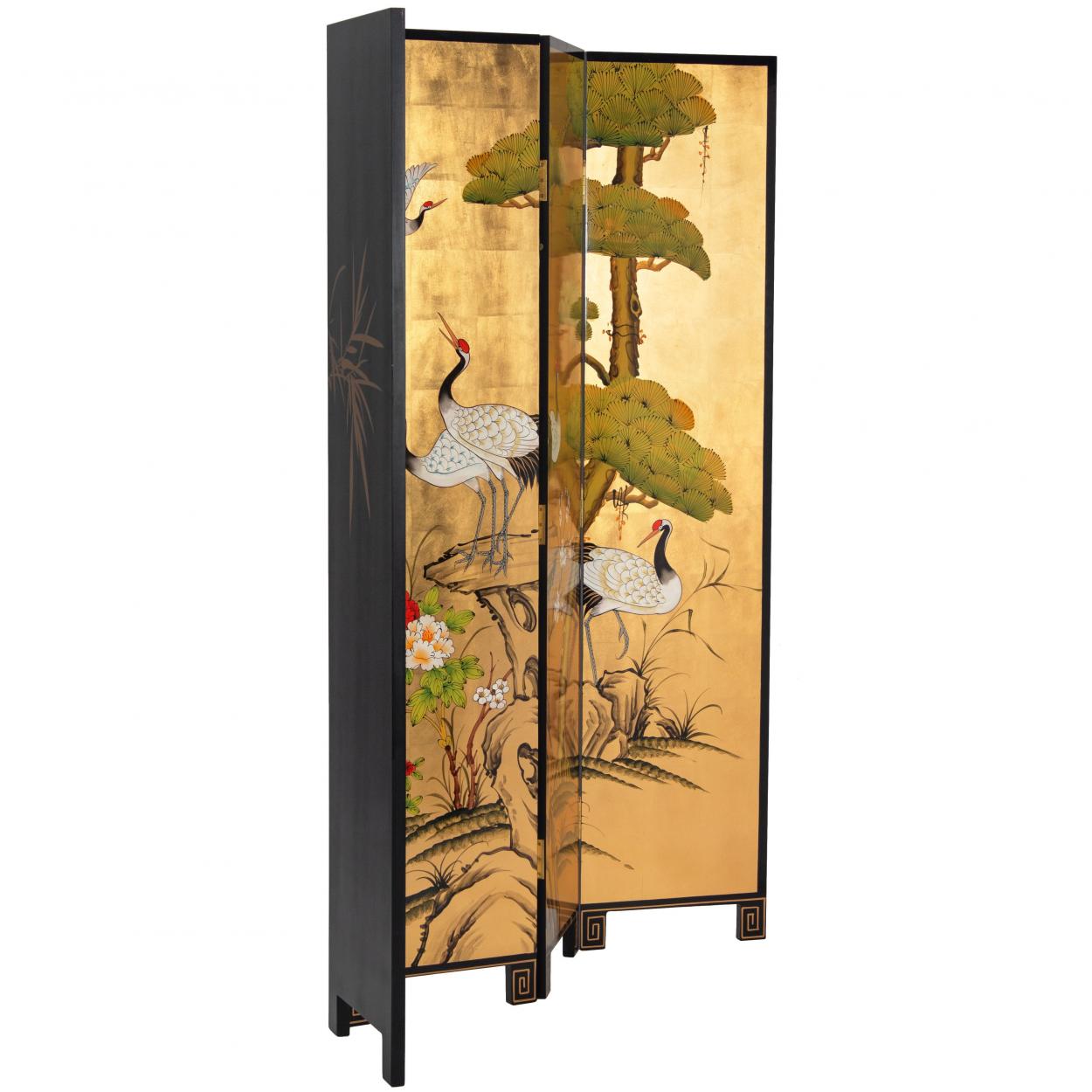 Buy 6 ft. Tall Gold Lacquer Room Divider - Cranes Online (L3