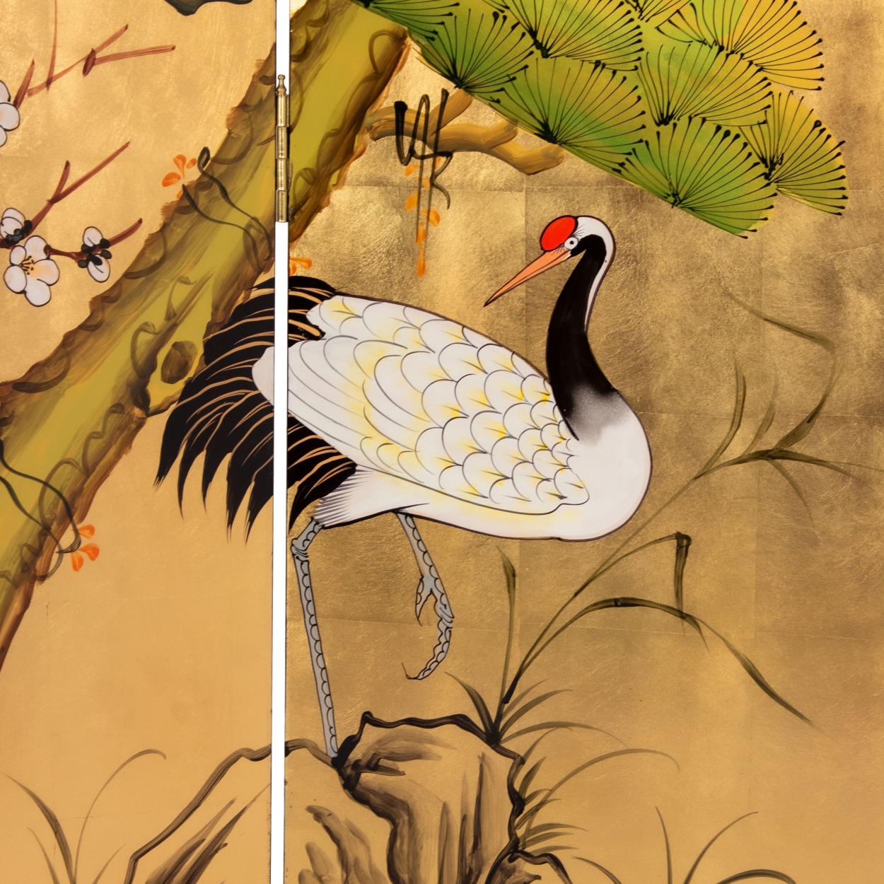 Buy 6 ft. Tall Gold Lacquer Room Divider - Cranes Online (L3