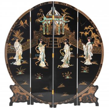 6 ft. Tall Black Lacquer Round Room Divider - Imperial Ladies