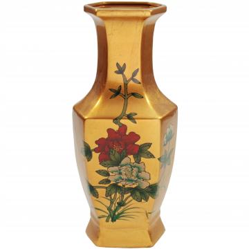 14" Gold Hexagonal Vase