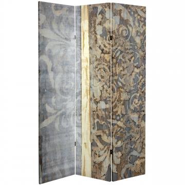 6 ft. Tall Distressed Rococo Canvas Room Divider