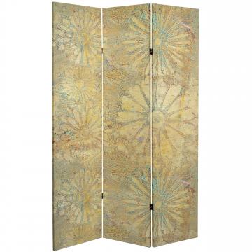 6 ft. Tall Embossed Flowers Canvas Room Divider