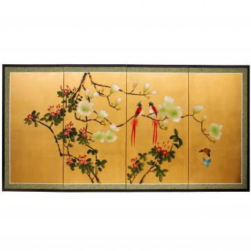 Love Birds on Traditional Gold Leaf
