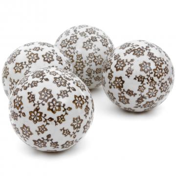 4" Gold Star Flowers Porcelain Ball Set