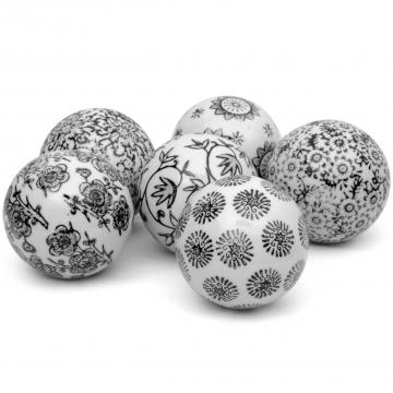 3" Black & White Decorative Porcelain Ball Set