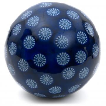 6" Decorative Porcelain Ball - Blue w/ White Stars