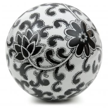 6" Decorative Porcelain Ball - Black Flowers