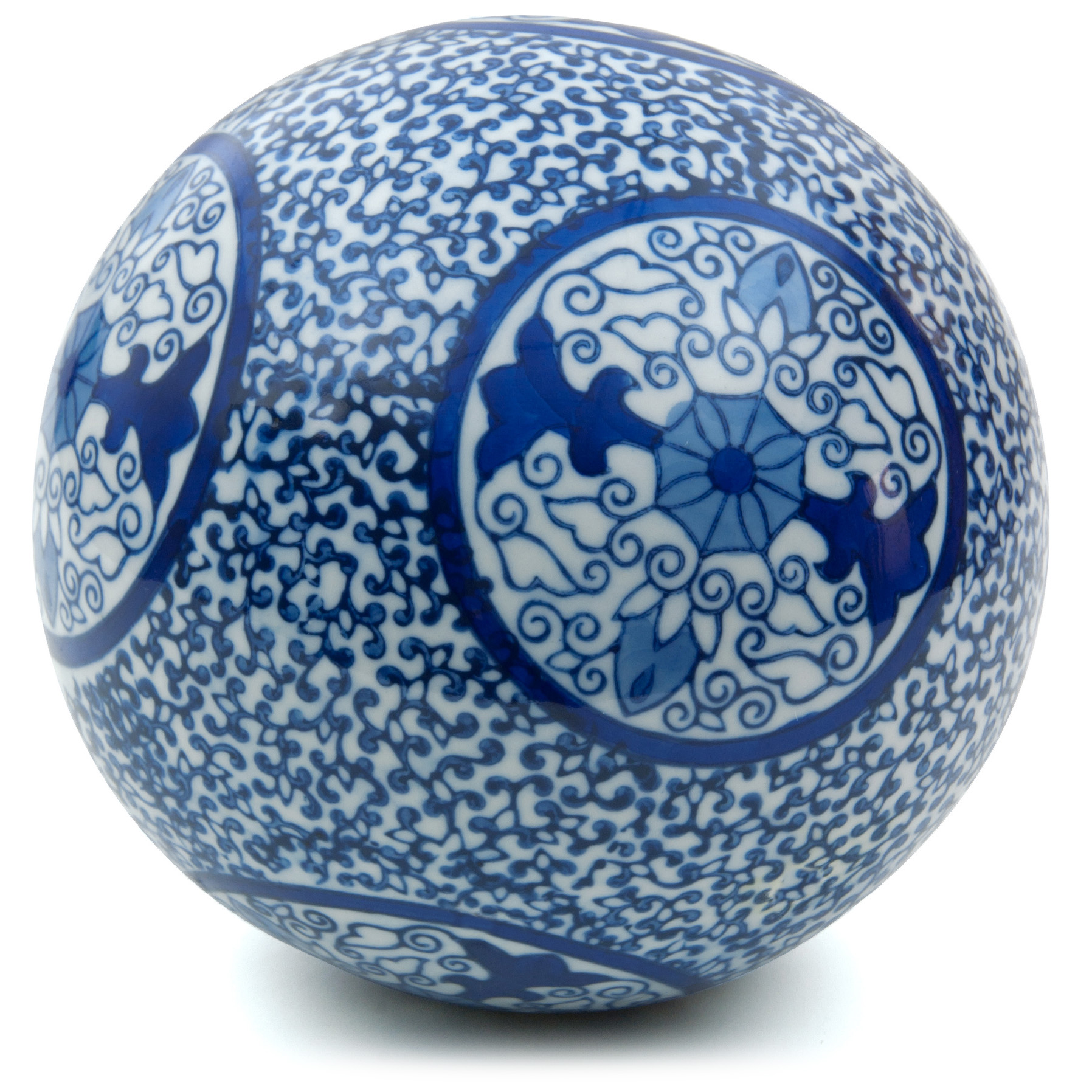 Buy 6" Decorative Porcelain Ball Blue Medallions Online (BWBALL28